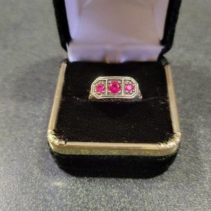 New Womens Pink Sapphires Lab Created Ring Sz  5.5